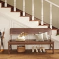 thumbnail image 1 of WILK Dining Bench with Back, 47.2" Modern Farmhouse Entryway Bench, Solid Wood Benches for Kitchen Apartment Small Space, Walnut, 1 of 4