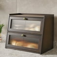 thumbnail image 1 of WILK Double Layer Bamboo Bread Box,Wooden Large Capacity Bread Box for Kitchen Counter, Bamboo Bread Storage Container with Wavy Arcylic Transparent Window (Brown), 1 of 5