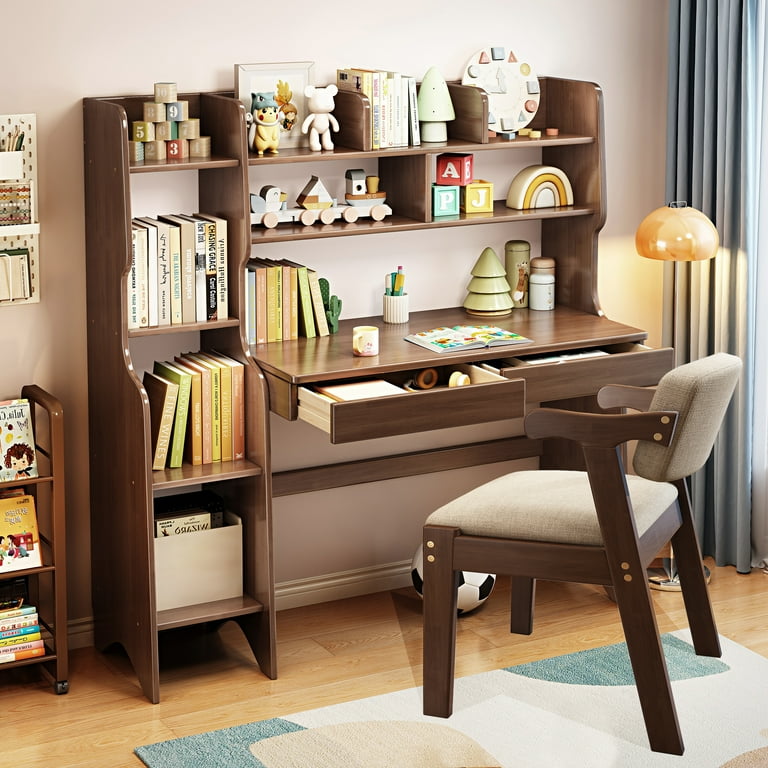 Coerd 51.2 Kids Desk Writing Desk Computer Desk with Chair Latitude Run Color Brown