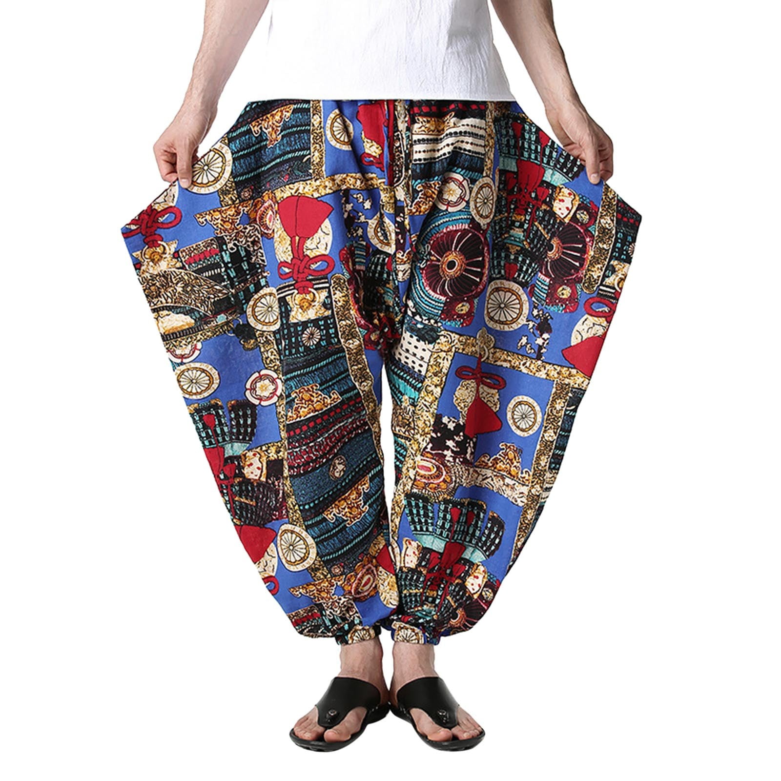 WILLBEST Pants for Men Open Bottom Male Casual Solid Pant Woven Wide