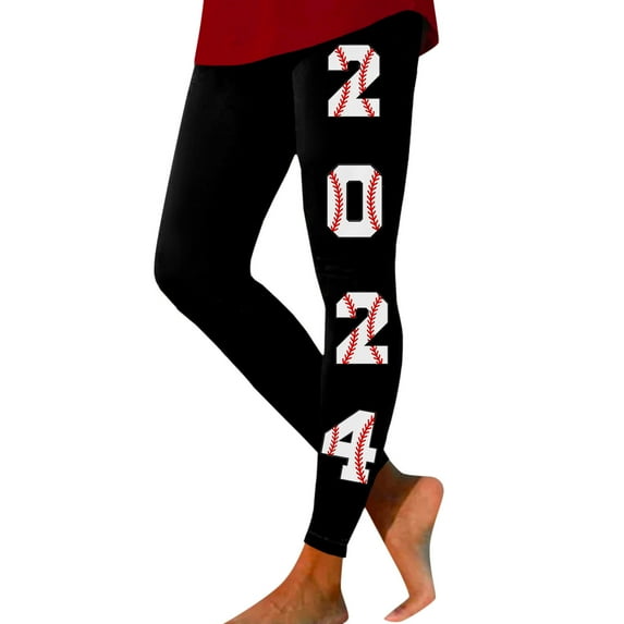 WILLBEST Black Leggings Women Women Casual Sports Yoga Pants Baseball Print Tight Leggings Casual Training Pants