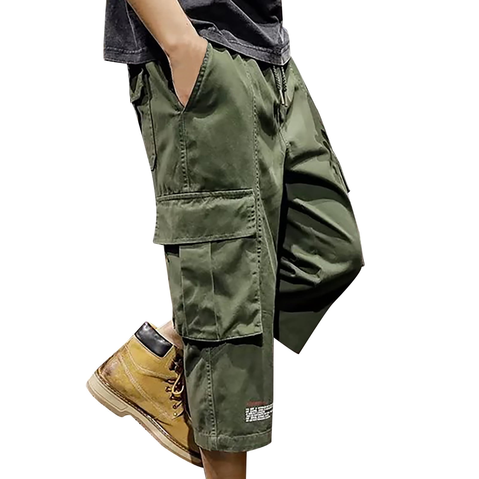 WILLBEST Cargo Pants Men Elastic Ankles Mens Casual Waist Color Sports