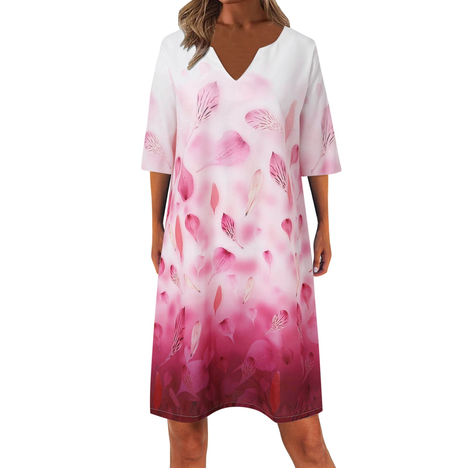 WILLBEST Casual Summer Dresses for Women 2024 Petite Women Knee Length