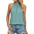 thumbnail image 1 of WILLBEST Dress Shirts for Women Ladies Sleeveless Silk Strap Women Hanging Neck Lace Up Tops Blouse, 1 of 5