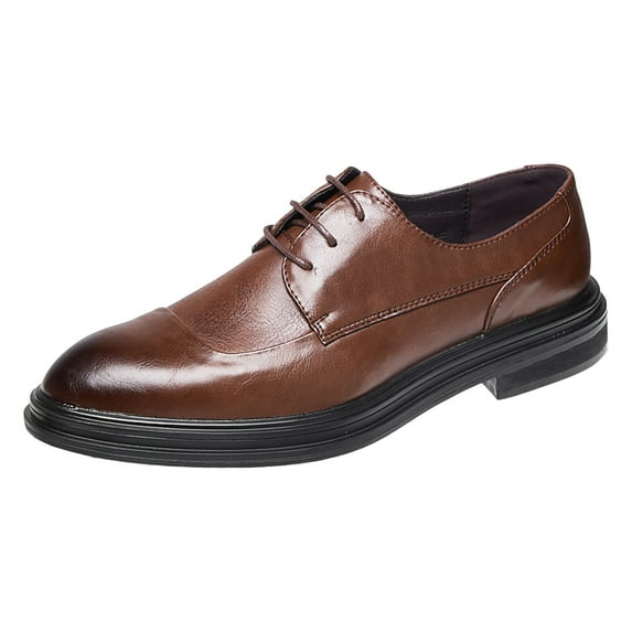 WILLBEST Dress Shoes for Men Men's Business Attire Casual Shoes British Pointed Solid Color Lace Up Leather Shoes