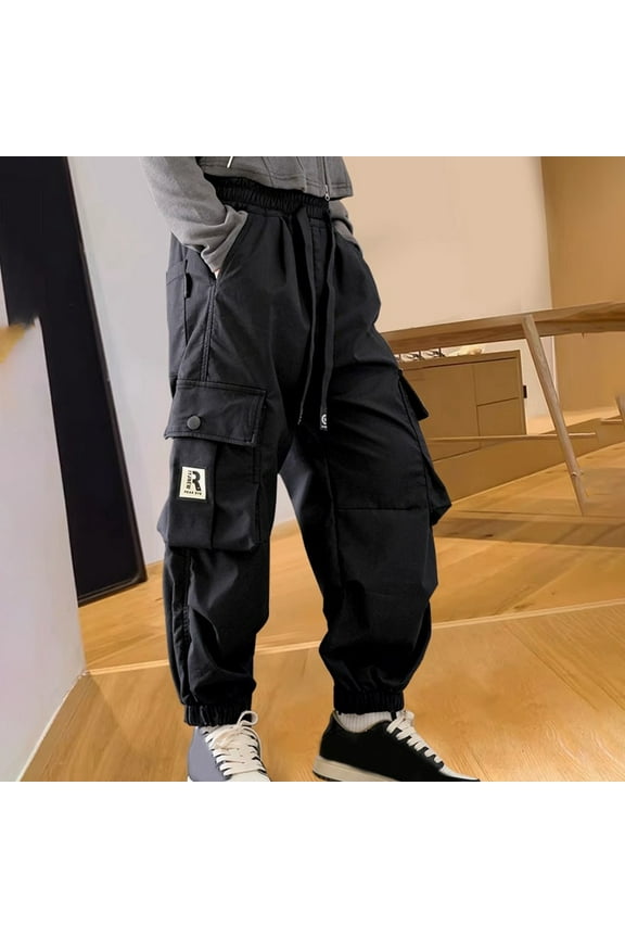 Girls Clothes Pants for Girls Casual High Waisted Drawstring Loose Fit Pockets Kid Tall Cargo Sweatpants