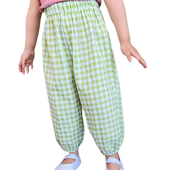 WILLBEST Girls Clothes Toddler Baby Girl Boy Classic Pants Plaid Elastic Jogger Gingham Long Pants Summer Fall Harem Pants