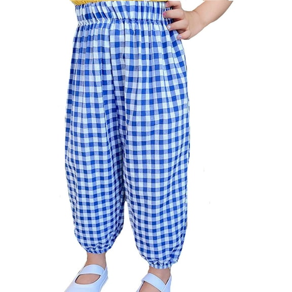 WILLBEST Girls Clothes Toddler Baby Girl Boy Classic Pants Plaid Elastic Jogger Gingham Long Pants Summer Fall Harem Pants