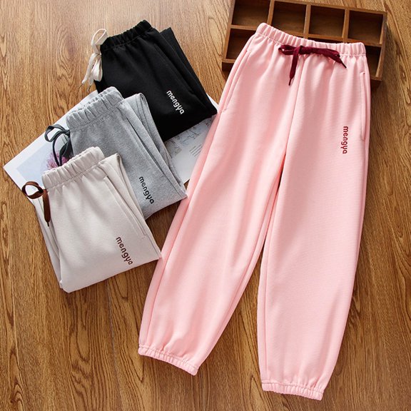 WILLBEST Girls' Pants & Capris Girls Casual Jogger Pants Elastic Waist Ankle Comfortable Soft Breathable Everyday Wear for Toddler Kids Youth