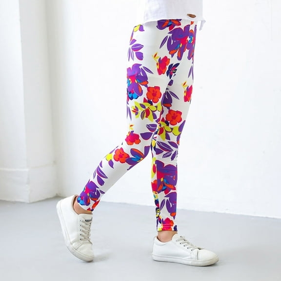 HUITKMM Girls' Pants & Capris Kids Girls Ankle Length Leggings Printing Flower Classic Stretch Pants