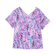 WILLBEST Girls Trip T Shirts for Women 2024 Jamaica Fashion Women Short Sleeve V Neck Floral Print Tops Blouse T Shirt Tops