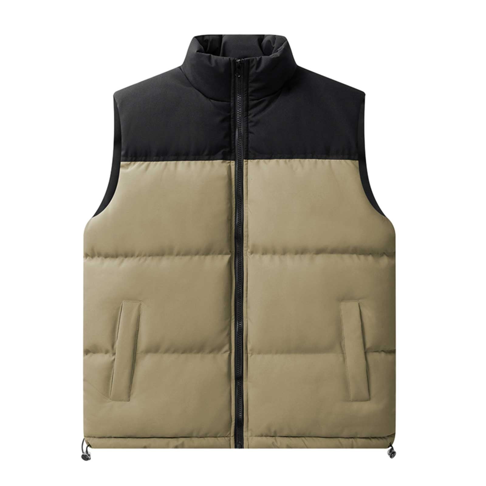 WILLBEST Jackets for Men Mens Fall and Winter Colorblocking Vest