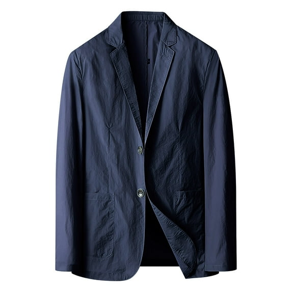 WILLBEST Jackets for Men Business Leisure Spring/Summer Thin Single Western Solid Color Collar Single Sunscreen Coat