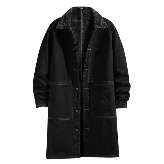 WILLBEST Jackets for Men Fashion Hoodie Mens Winter and Autumn Loose Casual Denim Trench Coat Long Coat