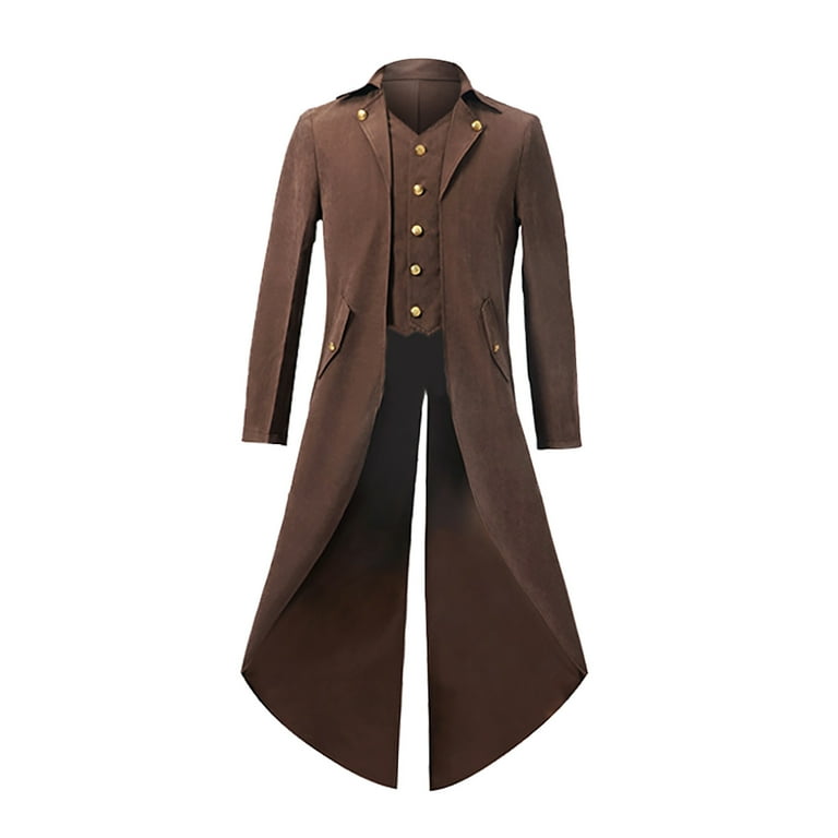 WILLBEST Jackets for Men Men Warm Vintage Tailcoat Jacket Overcoat Outwear Buttons Coat Coats for Men Big and Tall 500 Walmart