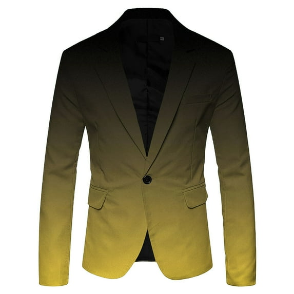 WILLBEST Jackets for Men Men's 3D Gradient Jacket Printed Pocket Lapel Button Up Jacket Style Two