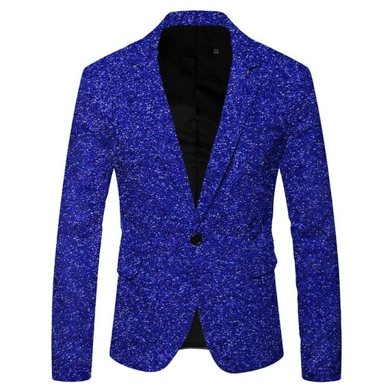WILLBEST Jackets for Men Men's 3D Sequin Jacket Printed Pocket Lapel Button Up Jacket Style Three