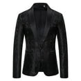 thumbnail image 1 of WILLBEST Jackets for Men Men's Courtly Style Dark Textured Stylish One Button with Slim Fit, 1 of 4