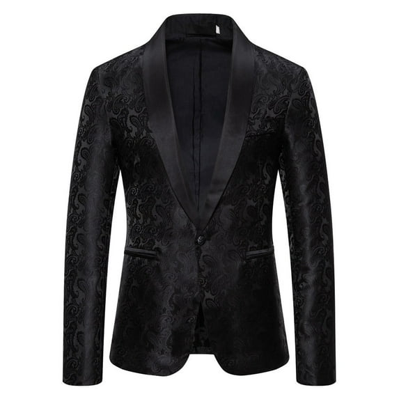 WILLBEST Jackets for Men Men's Courtly Style Dark Textured Stylish One Button with Slim Fit