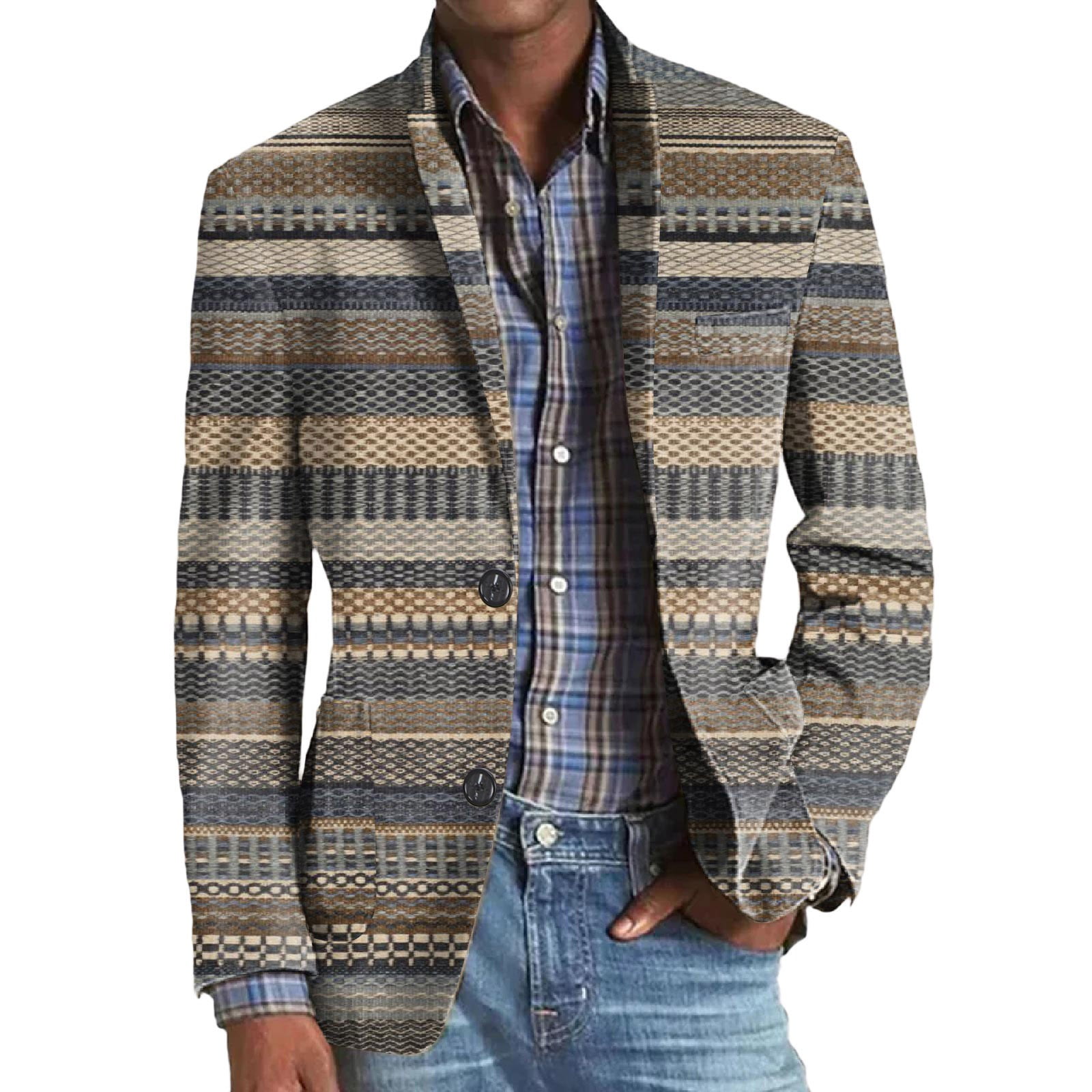 WILLBEST Jackets for Men Mens New Casual Plaid Printed Fashionable ...