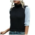 thumbnail image 1 of WILLBEST Ladies Sweaters Women's Casual Slim Sleeveless Turtleneck Sweater Knitted Pullover Vest, 1 of 4