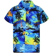 WILLBEST Men's Casual Button-Down Shirts Fashion Men's Casual Button Hawaii Print Beach Short Sleeve Quick Blouse