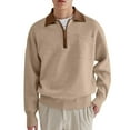 thumbnail image 1 of WILLBEST Mens Autumn and Winter Lapel Half Zipper Casual Long Sleeved Top Sweater Men's Coat, 1 of 8
