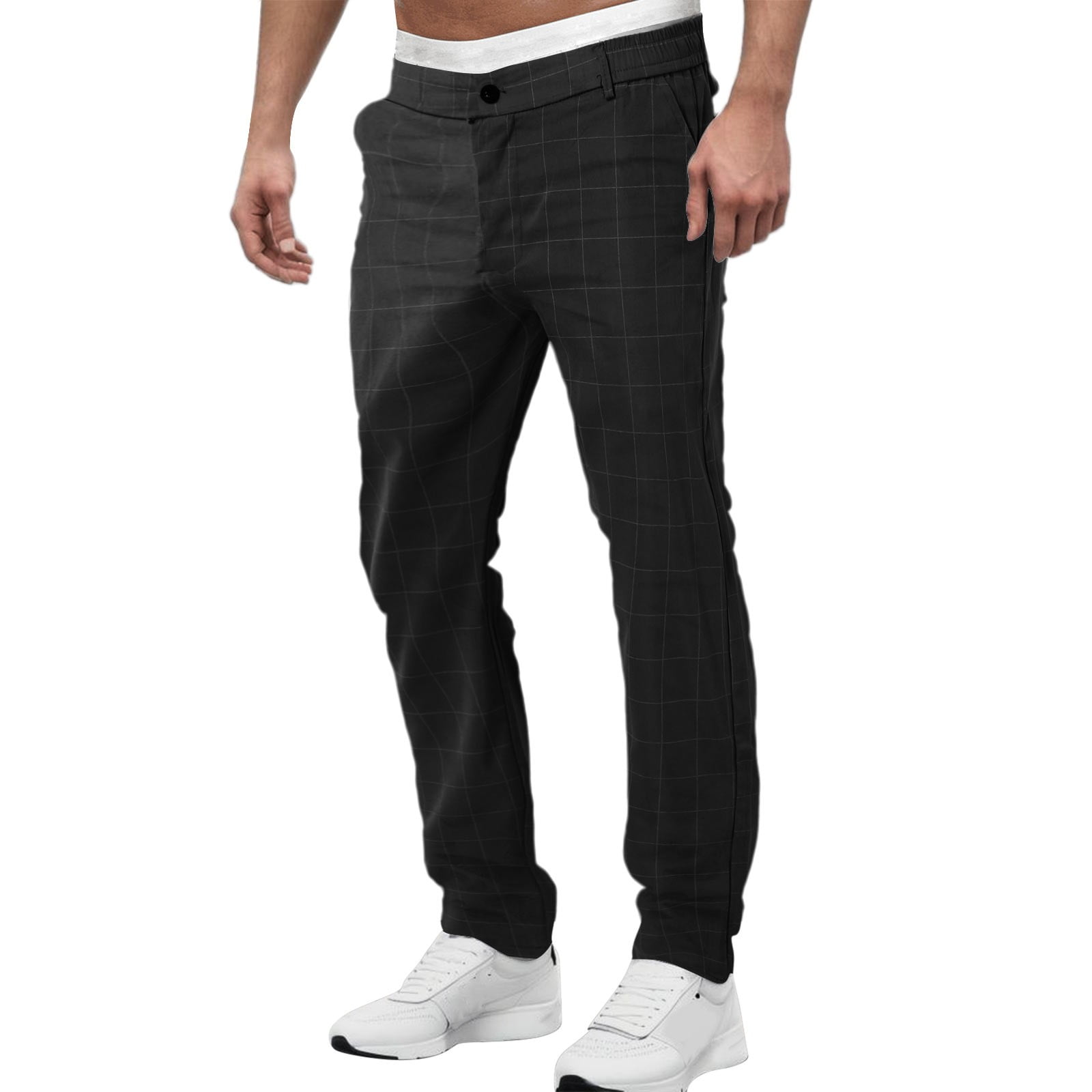 WILLBEST Mens Pants Slim Fit Mens Business Elastic Casual Dress Pants ...
