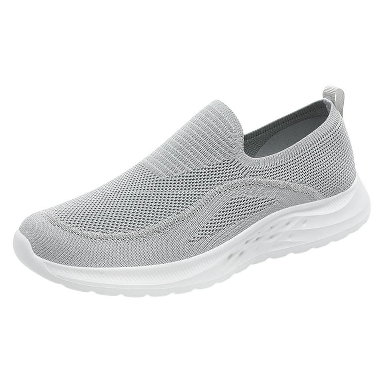 WILLBEST Mens Slip On Sneakers Wide Width Men Sports Shoes Fashionable New Pattern Simple Solid Color Lightweight Flat Bottom Comfortable Slip On