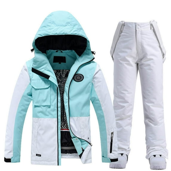 WILLBEST Outfits for Women Country Ski and Snowboard Jacket and Pants Set for Men and Women with Patchwork and Colorful Print and Warm