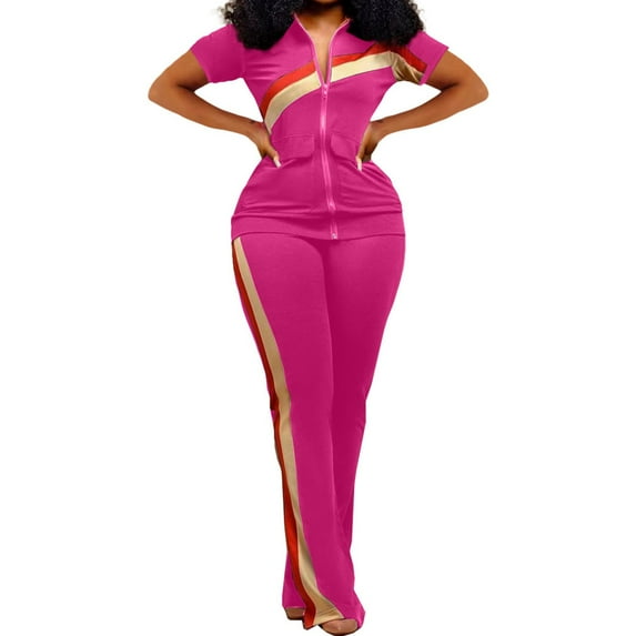 WILLBEST Outfits for Women Women Clothes Sports Fashion Two Piece Pants Pocket Set Tracksuits Women's Clothing Sets Rave Outfits for Women Ladies