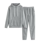 WILLBEST Outfits for Women Women Solid Color Hooded Sweatshirt and Pant Tracksuit Sport Suit 80S Outfit for Women Casual