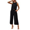 thumbnail image 1 of WILLBEST Outfits for Women Womens Large Plain Sleeveless Trousers Suit Casual Long Sleeved Loose Suit, 1 of 4