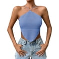 thumbnail image 1 of WILLBEST Plus Size Sleeveless Tops for Women 4X-5X Women's Sexy Lace Up Belly Pocket Hanging Neck Top Halter Top Vest Easter, 1 of 3