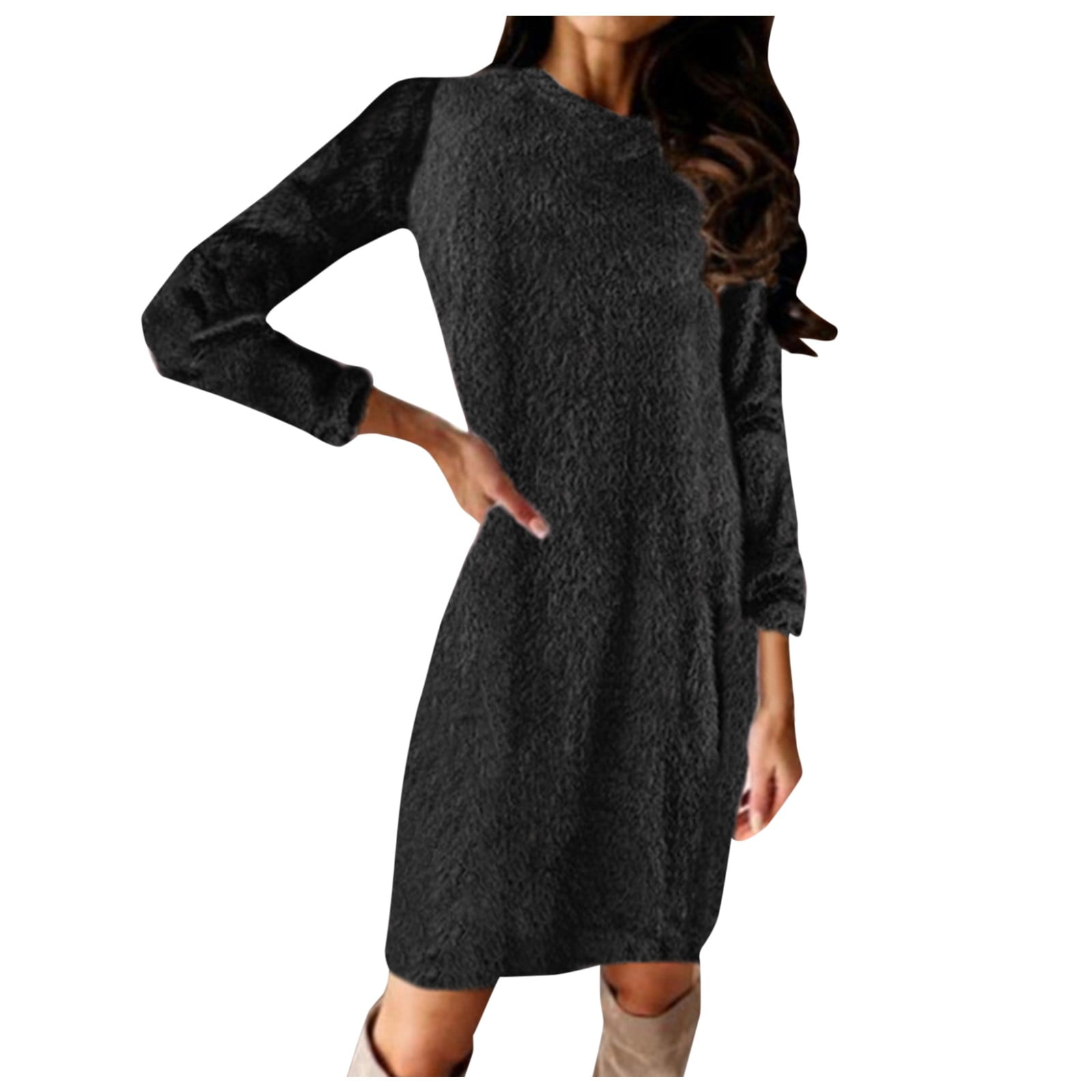 WILLBEST Plus Size Sweater Women's Sweater Jumper Dress Short Mini