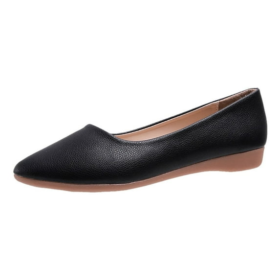 WILLBEST Sneakers for Women Wide Width Comfort Fashion Women Pointed Toe Slip-On Shoes Solid Color Jobs Single Shoes Peas Shoes
