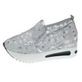 thumbnail image 1 of WILLBEST Sneakers for Women Wide Width Slip on Ladies Fashion Breathable Knitted Mesh Pointed Flat Bottomed Casual Single Shoes, 1 of 5