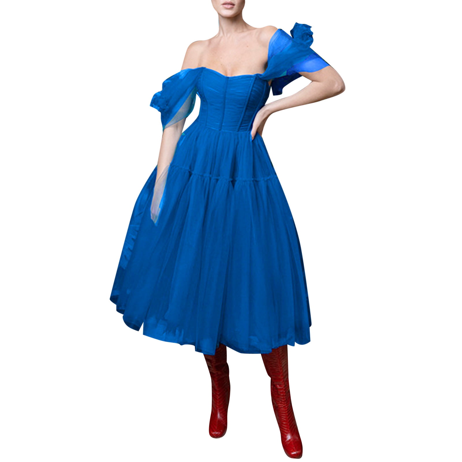 WILLBEST Spring Dresses for Women 2024 Long Sleeve Wedding Guest Knee