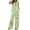 thumbnail image 1 of WILLBEST Spring Tops for Women 2024 Women 2 Piece Outfits Boho Casual Printed Vest Sleeveless Top Loose Wide Leg Pants Trousers Two Piece Set Suit 2024, 1 of 4