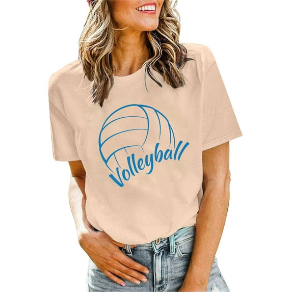 WILLBEST T Shirts for Teen Girls Trendy T Shirts Women Volleyball Shirts Volleyball Team Tee Tops Volleyball Graphic Casual Short Sleeve Shirts Independence Day