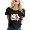 thumbnail image 1 of WILLBEST T Shirts for Women Casual V Neck 2024 Womens Fashion Sports Baseball Print Round Neck Short Sleeve Casual Top T Shirt 4 Tops, 1 of 5