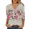 thumbnail image 1 of WILLBEST T Shirts for Women Trendy Graphic Womens Sleeve Flower Print V Neck Comfortable Casual Fashion T Shirt Tops, 1 of 5