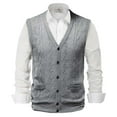 thumbnail image 1 of WILLBEST Tank Male Autumn and Winter Single Buckle Sweater Vest Vest V Neck Pure Color Wool Collarless Shirt Combined Body Type Non Hooded Pocket Vest Sweater Vest, 1 of 4