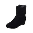 thumbnail image 1 of WILLBEST Women's Boots Ladies British Style Fashion Solid Color Suede Pleated Round Head Casual Short Boots, 1 of 5