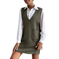 thumbnail image 1 of WILLBEST Women's Sweaters Women's V Neck Sleeveless Knitted Solid Short Sweater Dress with Pockets, 1 of 5