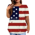 thumbnail image 1 of WILLBEST Women's T Shirts Trendy Ladies Printed Round Neck Loose Casual Fashion Plus Size Tops 2024 Independence Day, 1 of 4