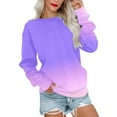 thumbnail image 1 of WILLBEST Womens Fall Clothes Dressy Casual Tops Womens Casual Gradient Print Round Neck Sweatshirt Long Sleeve Top Pullover Loose Pullover Sweater, 1 of 5