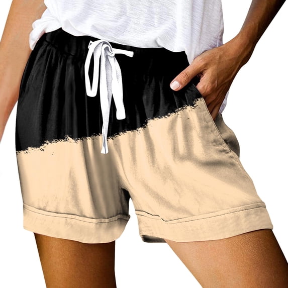 WILLBEST Womens Shorts Plus Size 18 Ladies Casual Drawstring Shorts Summer Elastic Belt Shorts Pockets