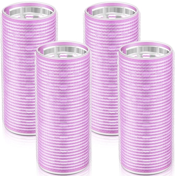 WILLBON 4 Pcs Long for Bangs Aluminum Core Curlers rmal Self Grip Roller an Meium Hair Women Hairstyle(4.7 x 2 Inch,Purple)