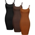 thumbnail image 1 of 3 Pieces Basic Cami Women Long Tanks Dress with Strap, Solid Color, 1 of 10